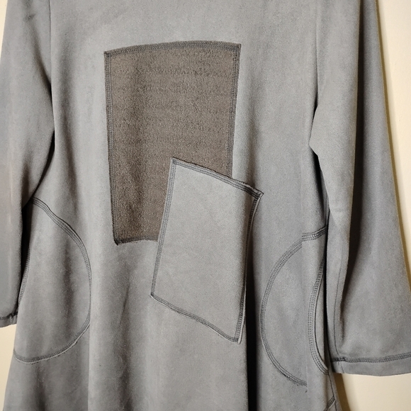 IC by Connie K Lagenlook Tunic Top S Asym Hem Patch Pockets Funnel Neck Gray - Picture 4 of 11